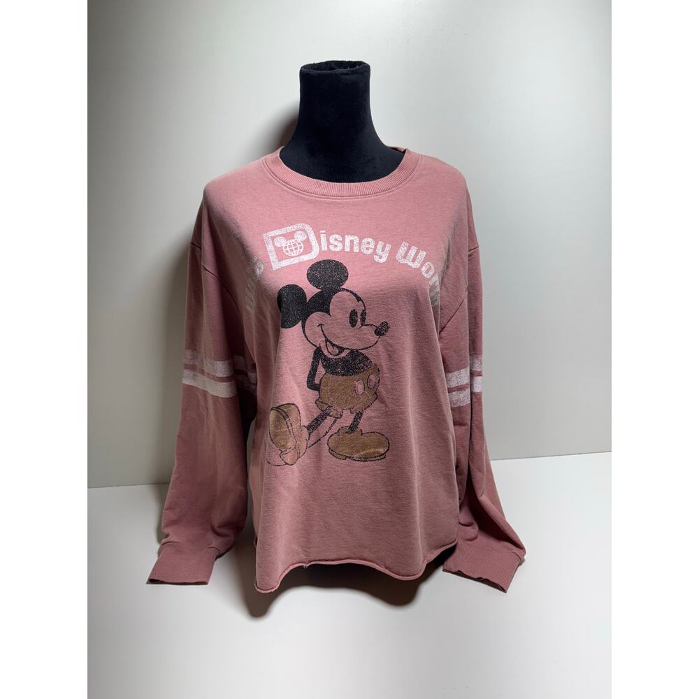 Walt Disney World Mickey Crop Raw Hem Crew Neck XL